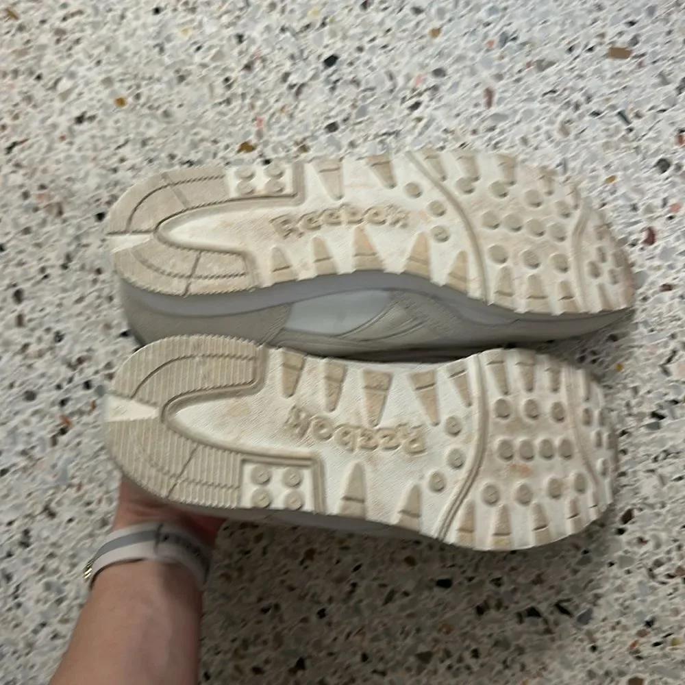Victoria Beckham White and Beige Athletic Sneakers